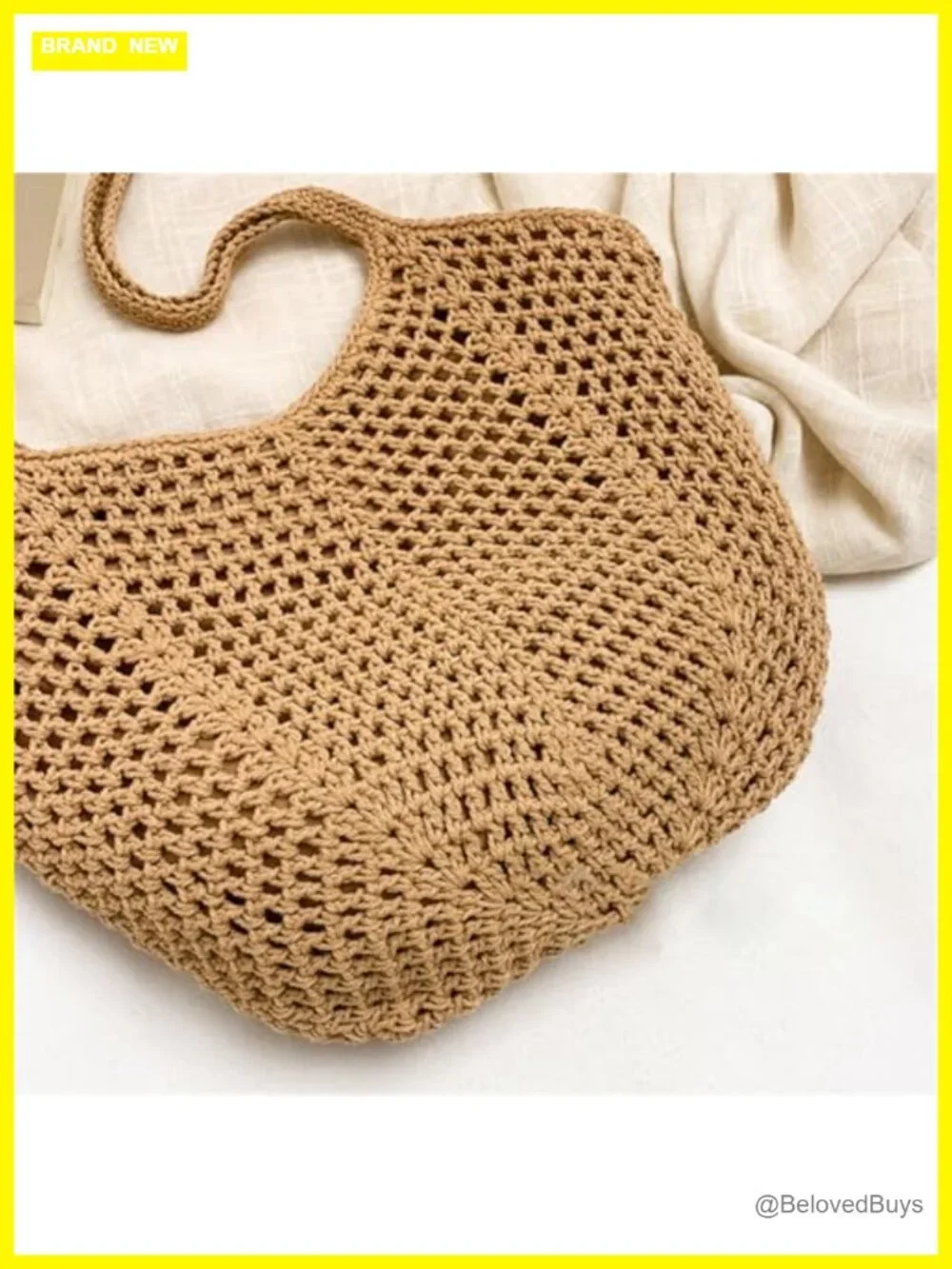 Large Crochet Woven Hobo Shoulder Tote Beach Vacation Bag